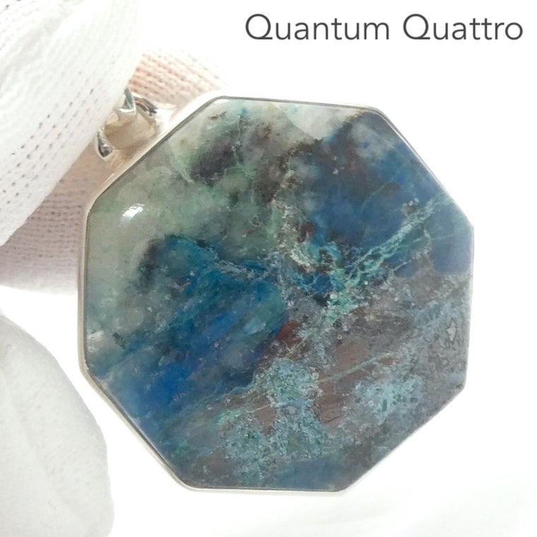 Quantum Quattro Pendant, Hexagonal Cabochon, 925 Sterling Silver