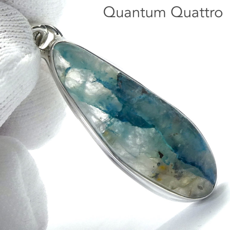 Quantum Quattro Pendant, Teardrop Cabochon, 925 Sterling Silver