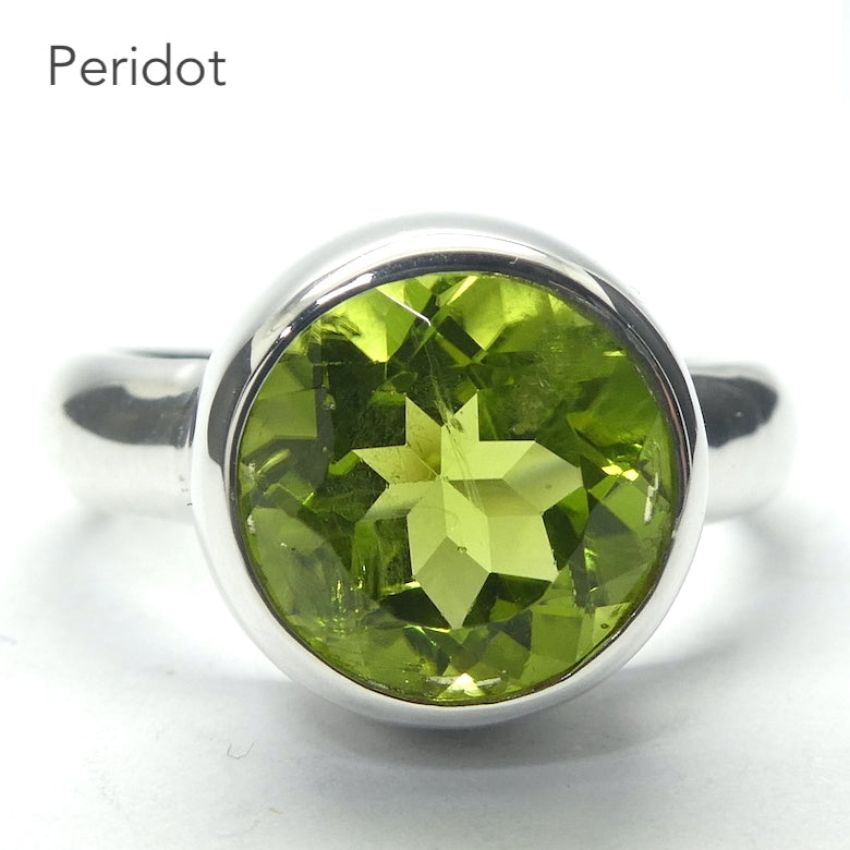 Peridot Pendant | Large Faceted Round | A Grade | 925 Sterling Silver | Quality Setting | open back | Leo Stone | Genuine Gemstones from Crystal Heart Melbourne Australia since 1986