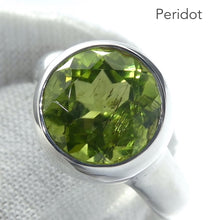 Load image into Gallery viewer, Peridot Pendant | Large Faceted Round | A Grade | 925 Sterling Silver | US Size 8.25 | AUS Size Q | Quality Setting | open back | Leo Stone | Genuine Gemstones from Crystal Heart Melbourne Australia since 1986