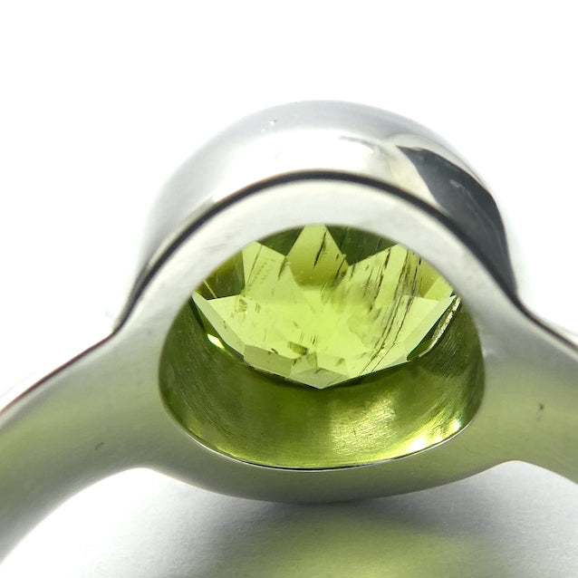 Peridot Pendant | Large Faceted Round | A Grade | 925 Sterling Silver | US Size 8.25 | AUS Size Q | Quality Setting | open back | Leo Stone | Genuine Gemstones from Crystal Heart Melbourne Australia since 1986