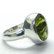 Load image into Gallery viewer, Peridot Ring | Large Faceted Oval | A Grade | 925 Sterling Silver | US Size 7.25 | AUS Size O | Quality Setting | open back | Leo Stone | Genuine Gemstones from Crystal Heart Melbourne Australia since 1986