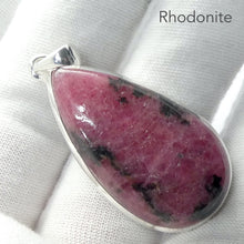 Load image into Gallery viewer, Rhodonite Pendant | Deep Red Pink with Black Veins | Teardrop Cabochon | 925 Sterling Silver |  Simple Bezel | Open Back | Emotionally loving grounded harmony | Genuine Gems from Crystal Heart Melbourne Australia since 1986Rhodonite Pendant | Deep Red Pink with Black Veins | Teardrop Cabochon | 925 Sterling Silver |  Simple Bezel | Open Back | Emotionally loving grounded harmony | Genuine Gems from Crystal Heart Melbourne Australia since 1986