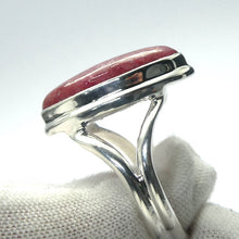 Load image into Gallery viewer, Rhodonite Ring | Deep Red Pink with Black Veins | Marquis Cabochon | US Ring Size 7 | AUS Size N1/2 | 925 Sterling Silver | Bezel set | Open Back | Emotionally loving grounded harmony | Genuine Gems from Crystal Heart Melbourne Australia since 1986