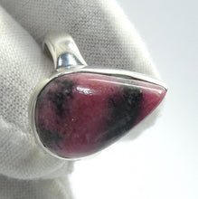 Load image into Gallery viewer, Rhodonite Ring | Deep Red Pink with Black Veins | Teardrop Cabochon | US Ring Size 6 | AUS Size L1/2 | 925 Sterling Silver | Bezel set | Open Back | Emotionally loving grounded harmony | Genuine Gems from Crystal Heart Melbourne Australia since 1986