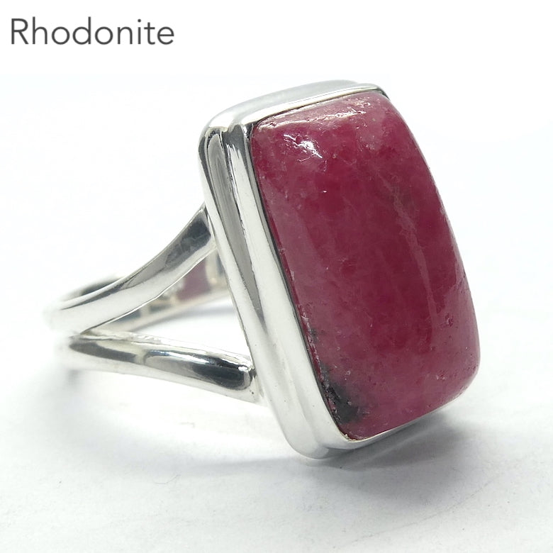 Rhodonite Ring | Deep Red Pink with Black Veins | Teardrop Cabochon | US Ring Size 7 | AUS Size N1/2 | 925 Sterling Silver | Bezel set | Open Back | Emotionally loving grounded harmony | Genuine Gems from Crystal Heart Melbourne Australia since 1986