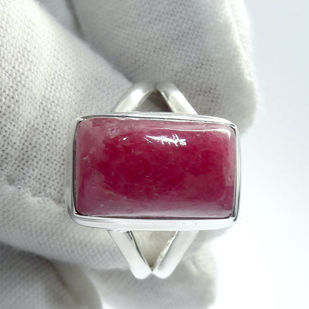 Rhodonite Ring | Deep Red Pink with Black Veins | Teardrop Cabochon | US Ring Size 8 | AUS Size P1/2 | 925 Sterling Silver | Bezel set | Open Back | Emotionally loving grounded harmony | Genuine Gems from Crystal Heart Melbourne Australia since 1986
