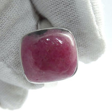 Load image into Gallery viewer, Rhodonite Ring | Deep Red Pink with Black Veins | Square Cabochon | US Ring Size 5.25 | AUS Size K | 925 Sterling Silver | Bezel set | Open Back | Emotionally loving grounded harmony | Genuine Gems from Crystal Heart Melbourne Australia since 1986