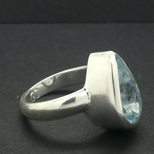 Aquamarine Ring | Faceted Teardop | 925 Sterling Silver | US Size 8.75 | AUS Size R | Genuine Gems from Crystal Heart Melbourne Australia since 1986