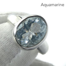 Load image into Gallery viewer, Aquamarine Ring | Faceted Oval | 925 Sterling Silver | US Size 7.75 | AUS Size R | Genuine Gems from Crystal Heart Melbourne Australia since 1986