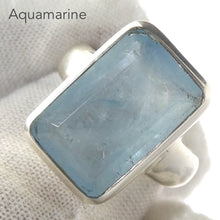 Load image into Gallery viewer, Aquamarine Ring | Faceted Oblong | 925 Sterling Silver | US Size 7.25 | AUS Size O | Genuine Gems from Crystal Heart Melbourne Australia since 1986