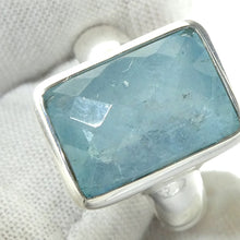 Load image into Gallery viewer, Aquamarine Ring | Faceted Oblong | 925 Sterling Silver | US Size 8 | AUS Size P1/2 | Genuine Gems from Crystal Heart Melbourne Australia since 1986