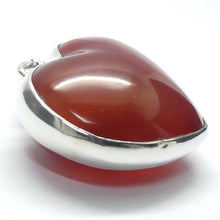 Load image into Gallery viewer, Carnelian Cabochon Pendant | Large Heart | 925 Sterling Silver Setting | Creativity Focus | Cancer Leo Taurus | Genuine Gems from Crystal Heart Melbourne Australia since 1986 | AKA Cornelian or Sard 
