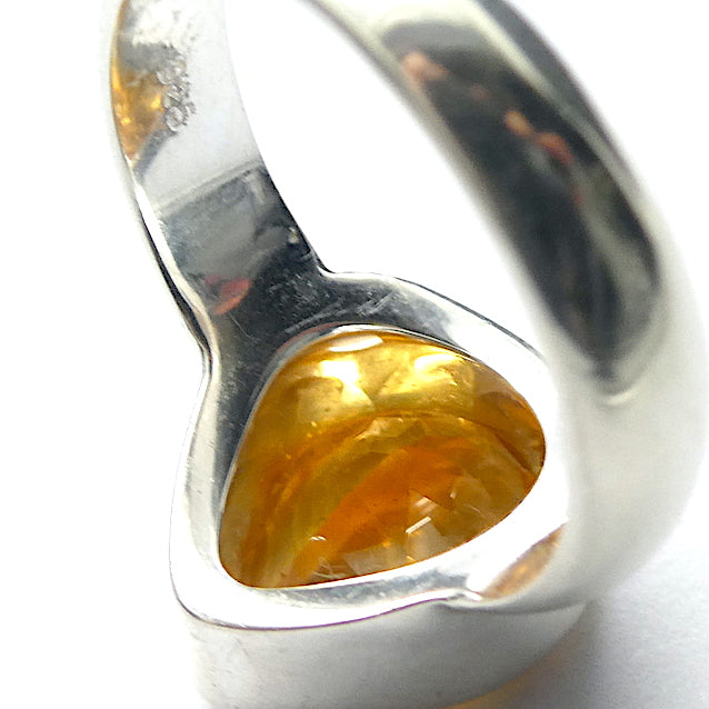 Citrine Ring Faceted Teardop | 925 Sterling Silver | AAA  mellow Orange | Besel Set |  US Size 7.5 | AUS Size O1/2 | Natural | Abundant Energy Repel Negativity | Aries Gemini Leo Libra | Genuine Gems from Crystal Heart Melbourne Australia  since 1986