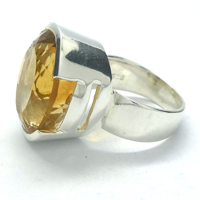 Citrine Ring Faceted Oval | 925 Sterling Silver | Besel Set |  US Size 8.25 | AUS Size Q1/2 | AAA Grade Clarity with some zoning | Abundant Energy Repel Negativity | Engender Confidence | Aries Gemini Leo Libra | Genuine Gems from Crystal Heart Melbourne Australia  since 1986