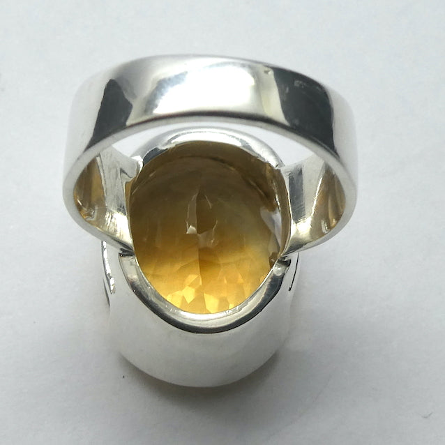 Citrine Ring Faceted Oval | 925 Sterling Silver | Besel Set |  US Size 8.25 | AUS Size Q1/2 | AAA Grade Clarity with some zoning | Abundant Energy Repel Negativity | Engender Confidence | Aries Gemini Leo Libra | Genuine Gems from Crystal Heart Melbourne Australia  since 1986