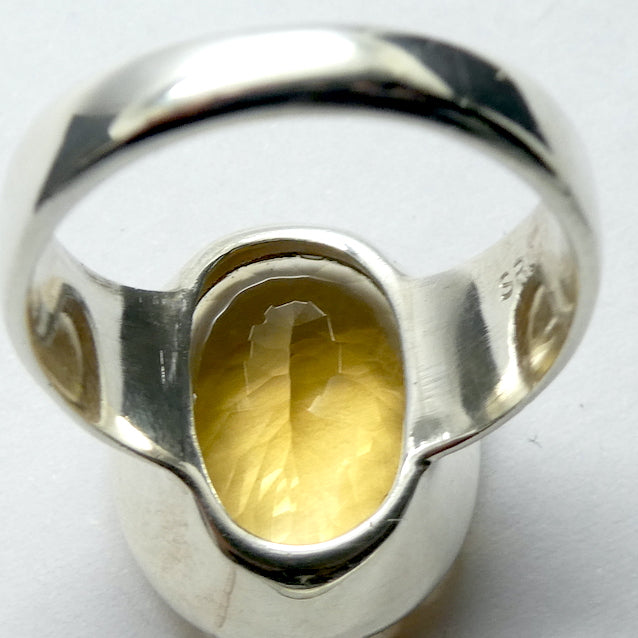 Citrine Ring, Fancy Faceted Oval, 925 Sterling Silver