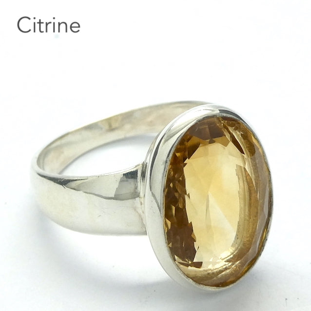 Citrine Ring Faceted Oval | 925 Sterling Silver | Besel Set |  US Size 8 | AUS Size P1/2 | Naturalstones | Abundant Energy Repel Negativity | Engender Confidence | Aries Gemini Leo Libra | Genuine Gems from Crystal Heart Melbourne Australia  since 1986
