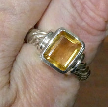 Load image into Gallery viewer, Citrine Ring | Faceted Oblong | 925 Sterling Silver | Spiral Band | Besel Set |  US Size 10 | AUS Size T1/2 | Natural stone | Abundant Energy Repel Negativity | Engender Confidence | Aries Gemini Leo Libra | Genuine Gems from Crystal Heart Melbourne Australia  since 1986