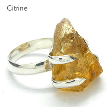 Load image into Gallery viewer, Lovely Clear Raw Citrine Nugget Ring | Natural Uncut Gems | 925 Sterling Silver | Stylish Secure Claw Setting | US Size 5.75 | AUS Size L | Genuine Gems from  Crystal Heart Melbourne Australia since 1986