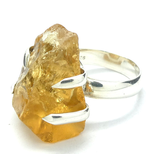 Lovely Clear Raw Citrine Nugget Ring | Natural Uncut Gems | 925 Sterling Silver | Stylish Secure Claw Setting | US Size 5.75 | AUS Size L | Genuine Gems from  Crystal Heart Melbourne Australia since 1986