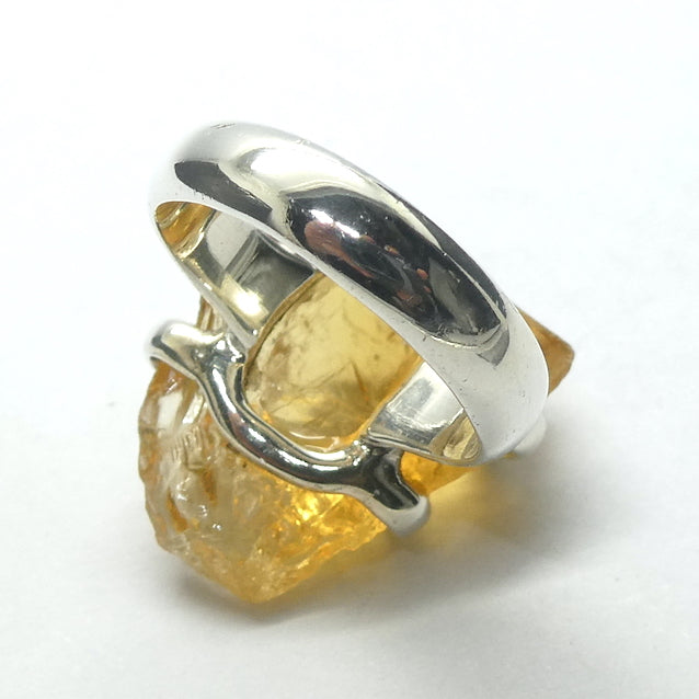 Lovely Clear Raw Citrine Nugget Ring | Natural Uncut Gems | 925 Sterling Silver | Stylish Secure Claw Setting | US Size 5.75 | AUS Size L | Genuine Gems from  Crystal Heart Melbourne Australia since 1986