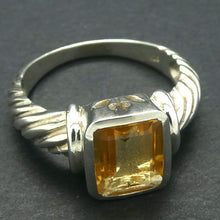 Load image into Gallery viewer, Citrine Ring | Faceted Oblong | 925 Sterling Silver | Spiral Band | Besel Set |  US Size 10 | AUS Size T1/2 | Natural stone | Abundant Energy Repel Negativity | Engender Confidence | Aries Gemini Leo Libra | Genuine Gems from Crystal Heart Melbourne Australia  since 1986