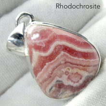 Load image into Gallery viewer, Rhodochrosite Pendant | Translucent Salmon pink with good translucence | 925 Sterling Silver Setting with open back | Deep compassion, wish fulfillment | Genuine Gems from Crystal Heart Melbourne Australia since 1986