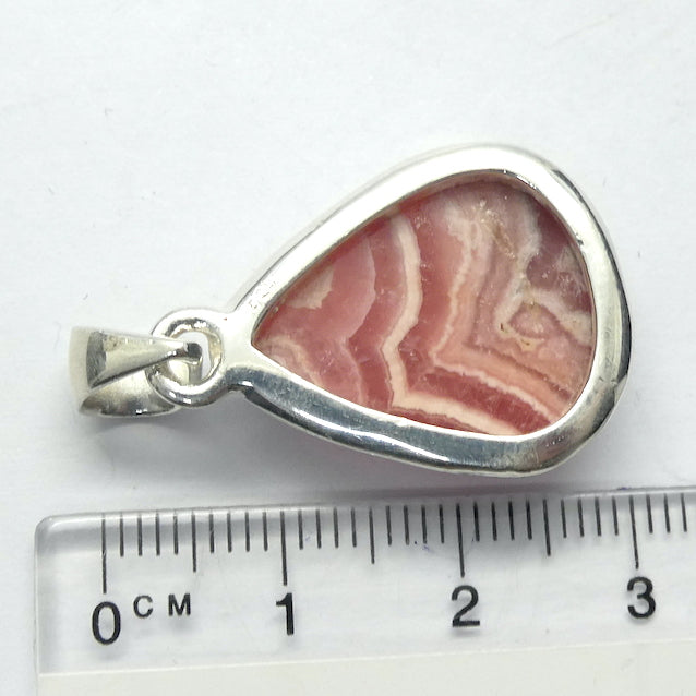 Rhodochrosite Pendant | Translucent Salmon pink with good translucence | 925 Sterling Silver Setting with open back | Deep compassion, wish fulfillment | Genuine Gems from Crystal Heart Melbourne Australia since 1986