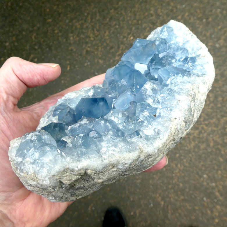 Celestite Cluster | Madagascar | DeepsSky Blue | Large Clean Crystals |  | Gemini | Relax Clarify Mind | Open Higher Communication | AKA Celestine or Celestina | Genuine Gems from Crystal Heart Melbourne Australia since 1986