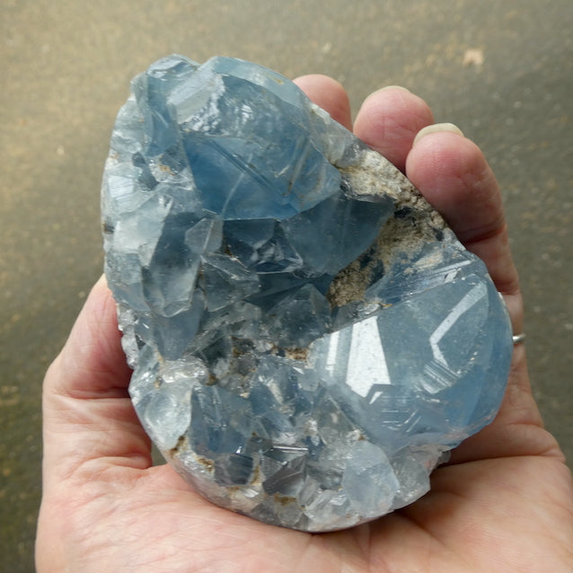 Celestite Cluster | Madagascar | Nice colour & crystal formation | Shaped into an Egg | Gemini | Relax Clarify Mind | Open Higher Communication | AKA Celestine or Celestina | Genuine Gems from Crystal Heart Melbourne Australia since 1986