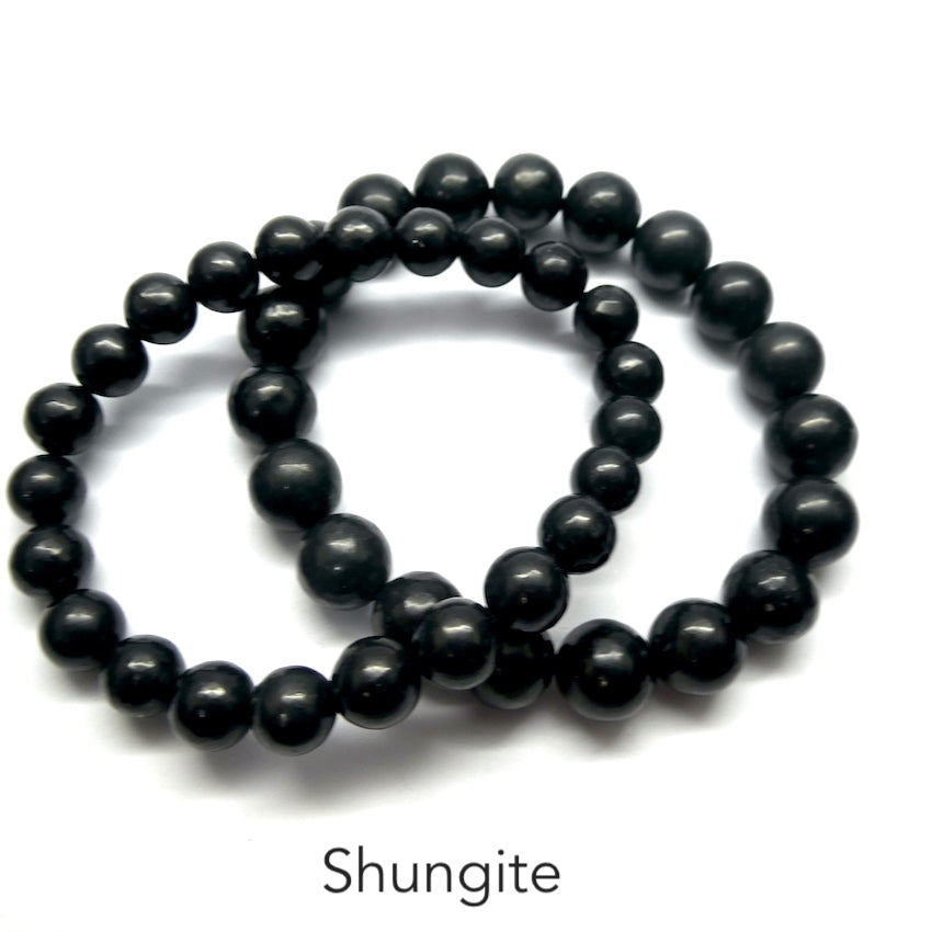 Shungite Bead Stretch Bracelet 8 or 10 mm Beads