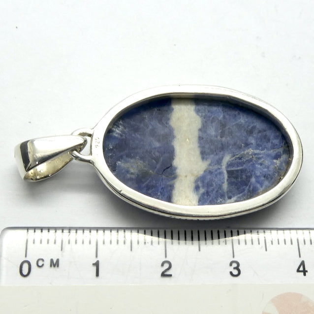 Sodalite Pendant | Oval Cabochon | 925 Sterling Silver | Bezel Set | Open Back | Mental balance and enlightenment | Sagittarius | Genuine Gems from Crystal Heart Melbourne Australia since 1986