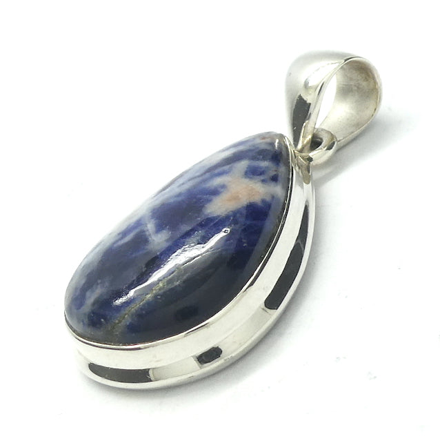 Sodalite Pendant | Teardrop Cabochon | 925 Sterling Silver | Bezel Set | Open Back | Mental balance and enlightenment | Sagittarius | Genuine Gems from Crystal Heart Melbourne Australia since 1986