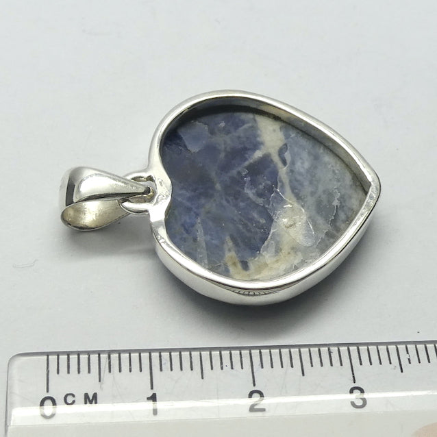 Sodalite Pendant, Heart Cabochon, 925 Sterling Silver