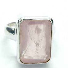 Load image into Gallery viewer, Morganite Ring | Faceted Oblong | Pink Beryl | Good Color &amp;Translucency | 925 Sterling Silver | Besel Set | Comfy Curved Bezel | US Size 8 | AUS Size P1/2 | Divine Love | Libra Stone | Genuine Gems from Crystal Heart Melbourne Australia since 1986