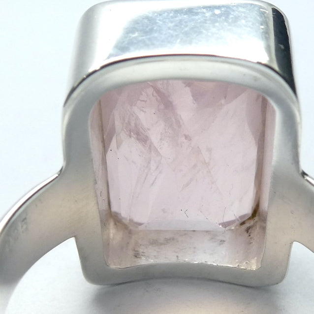 Morganite Ring | Faceted Oblong | Pink Beryl | Good Color &Translucency | 925 Sterling Silver | Besel Set | Comfy Curved Bezel | US Size 8 | AUS Size P1/2 | Divine Love | Libra Stone | Genuine Gems from Crystal Heart Melbourne Australia since 1986