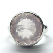 Load image into Gallery viewer, Morganite Ring, Large Faceted Round, 925 Sterling Silver