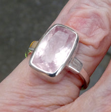 Load image into Gallery viewer, Morganite Ring | Faceted Oblong | Pink Beryl | Good Color &amp;Translucency | 925 Sterling Silver | Besel Set | Comfy Curved Bezel | US Size 7 | AUS Size N1/2 | Divine Love | Libra Stone | Genuine Gems from Crystal Heart Melbourne Australia since 1986