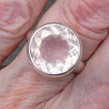Load image into Gallery viewer, Morganite Ring, Large Faceted Round, 925 Sterling Silver