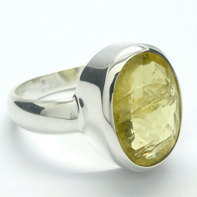 Heliodor Ring | Golden Beryl  | Faceted Oval | Bezel set, hand crafted | 925 Sterling Silver | US Size 10 | AUS or UK Size T1/2 | Energise Vitalize Healthy Male Energy | Healing Generosity Achievement | Leo Stone | Genuine Gems from Crystal Heart Melbourne Australia since 1986
