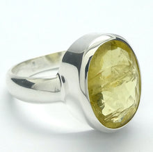 Load image into Gallery viewer, Heliodor Ring | Golden Beryl  | Faceted Oval | Bezel set, hand crafted | 925 Sterling Silver | US Size 10 | AUS or UK Size T1/2 | Energise Vitalize Healthy Male Energy | Healing Generosity Achievement | Leo Stone | Genuine Gems from Crystal Heart Melbourne Australia since 1986