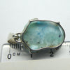 Larimar Pendant | 925 Sterling Silver | Freefrom Slice | Aquamarine Nugget Accent | Dominican Republic Caribbean | Leo Stone | Pectolite Variety | Oceanic Sky blue Pectolite variety | Genuine Gems from Crystal Heart Melbourne Australia since 1986