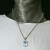 Larimar Pendant | 925 Sterling Silver | Freefrom Slice | Aquamarine Nugget Accent | Dominican Republic Caribbean | Leo Stone | Pectolite Variety | Oceanic Sky blue Pectolite variety | Genuine Gems from Crystal Heart Melbourne Australia since 1986