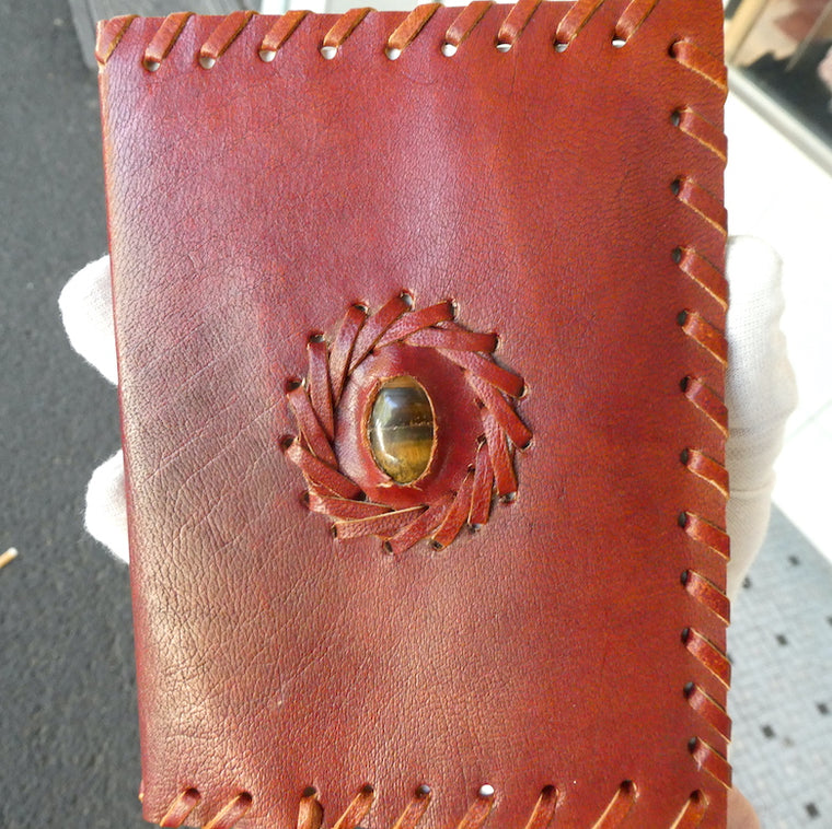 Leather Journal, Unlined Pages, Tiger Eye Centre