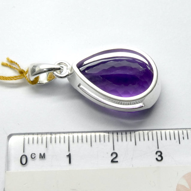 Amethyst Pendant Faceted Teardrop, AAA Grade, 925 Silver (p1)