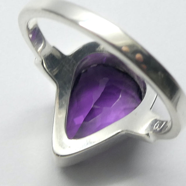 Amethyst Ring, AAA Faceted Teardrop, 925 Sterling Silver