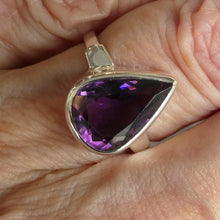 Load image into Gallery viewer, Amethyst Ring | Faceted Teardrop Gemstone | Deep cut  | AAA Grade | 925 Sterling Silver| US Size 7.75 | Aus Size P | Mesmerising Beauty | Quality Silver Work | Genuine Gems from Crystal Heart Melbourne Australia since 1986