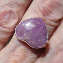 Load image into Gallery viewer, Kunzite Ring, Heart Shaped Cabochon, 925 Sterling Silver, Size 9 (r2)