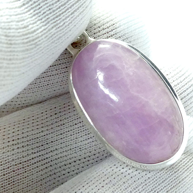 Kunzite Pendant | Oval Cabochon | Good colour Translucency | 925 Sterling Silver | Bezel Set | Wisdom of the Heart | Taurus Scorpio Leo | Genuine Gems from Crystal heart Melbourne Australia since 1986  